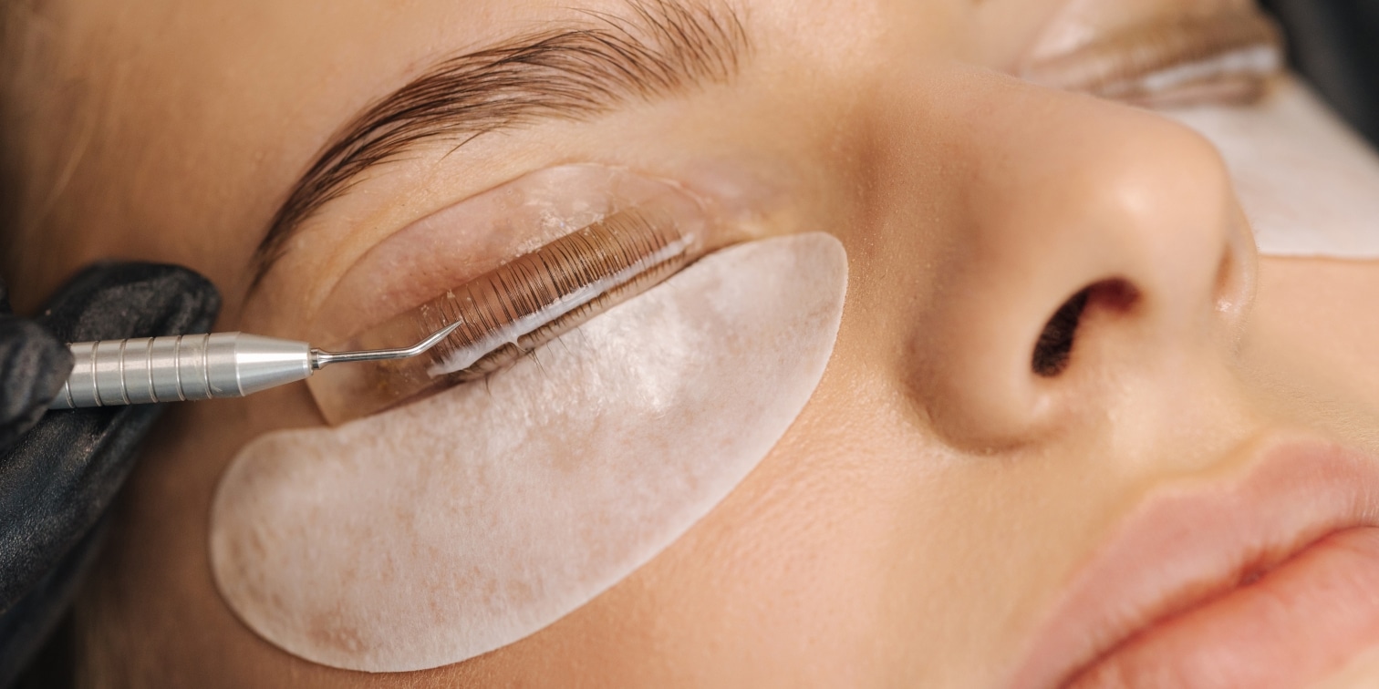 Close up,Of,Eyelash,Care,Treatment,Procedures.,Beautiful,Female,,Blond,Hair